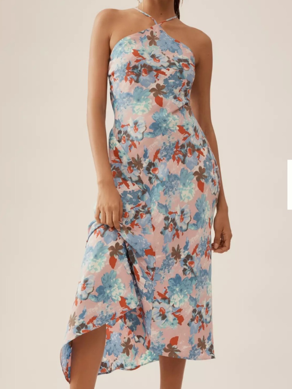 Anthropologie Floral Slip Dress in Pink, Blue & Red